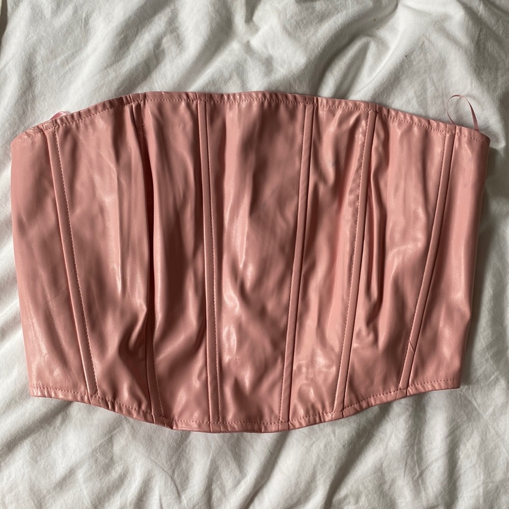 Pink leather corset